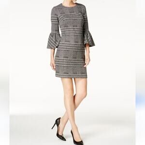 Calvin Klein Black Sheath Dress with Bell Sleeves